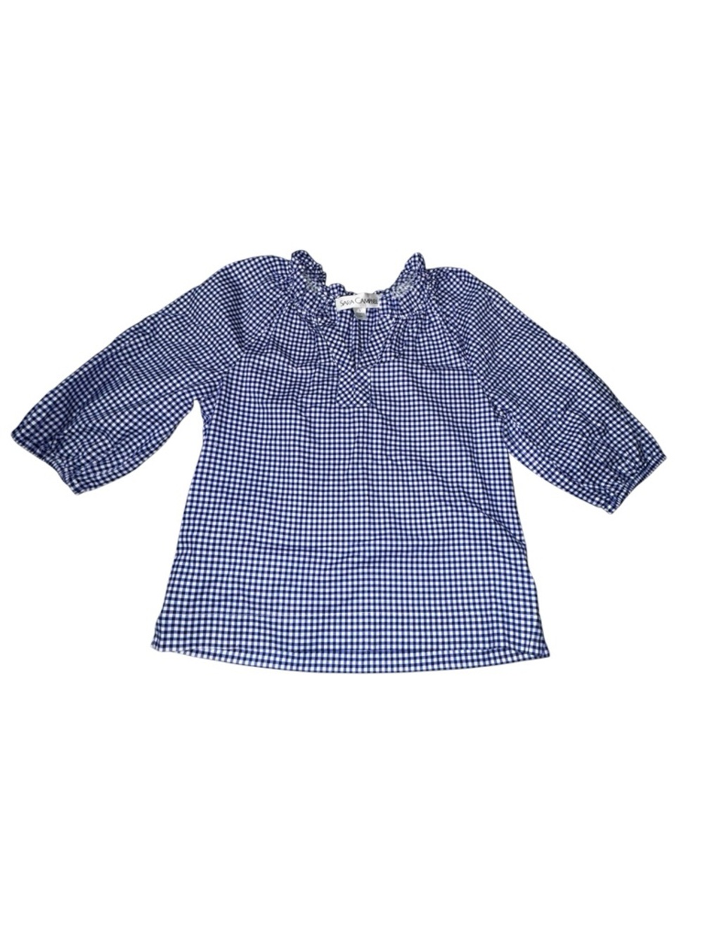 Sara Campbell Navy and White 100% Cotton Blouse - Picture 2 of 7